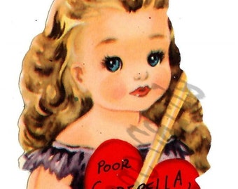 Vintage Valentine Digital Image Pretty Little Cinderella