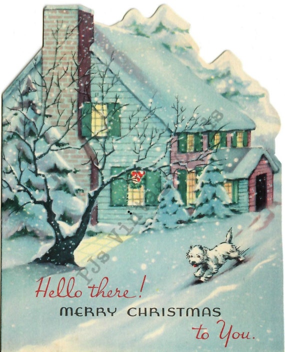 Digital Download Vintage Christmas Card Beautiful Winter Scene | Etsy