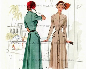 May include: Two women wearing dresses and hats stand on a balcony overlooking a beach. The woman on the left is wearing a teal dress with a red hat and the woman on the right is wearing a beige dress with a red bow.