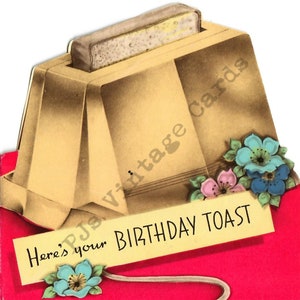 Vintage Toaster Birthday Greeting Card 1930s Digital Download Image Fabulous!