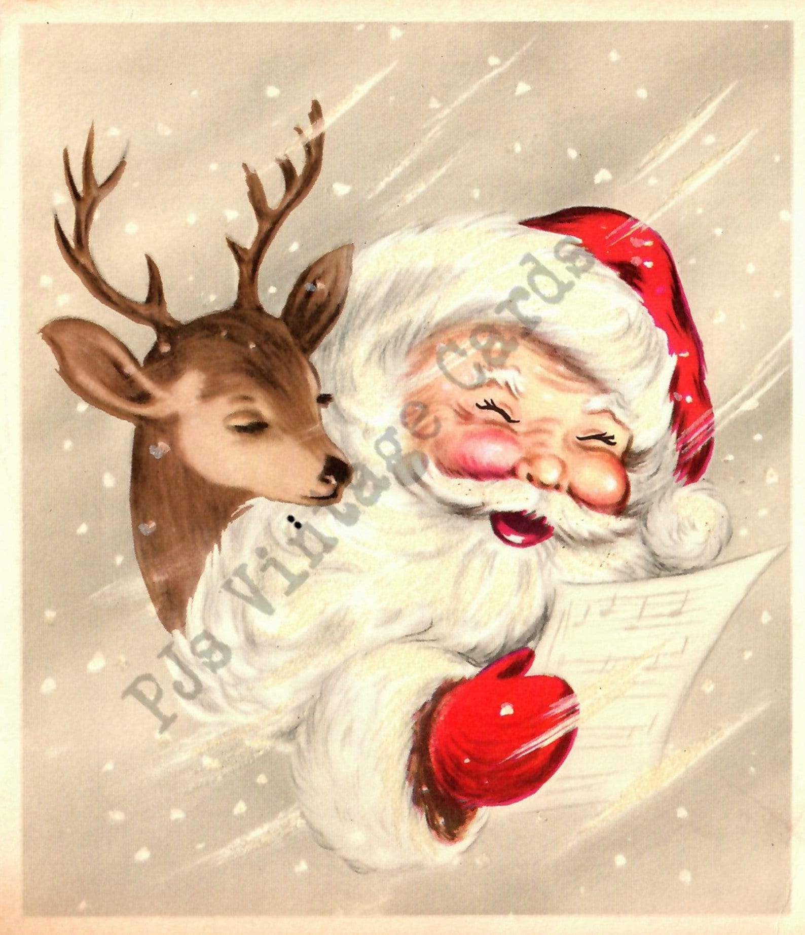 クリスマスプレート Santa in Europe 1999 Vintage Santa Claus With Reindeer Deer Snow Blizzard Digital