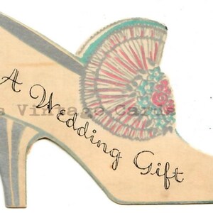 Fabulous 1920s-30s Wedding Bridal Shoe Gift Enclosure Card Digital Download Image