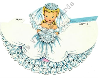 Vintage Bride Place Card Wedding Shower Dress Dimensional Digital Download Image