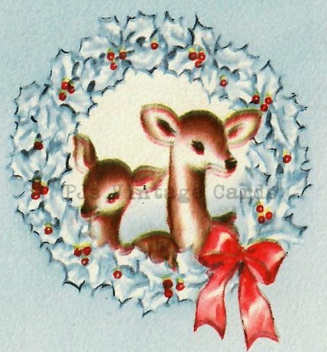 Beautiful Snowy Deer Christmas Card by Medici SINGLE CARD