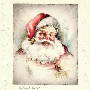 Image numérique vintage de carte de Noël du père Noël bien-aimé Grand père Noël !