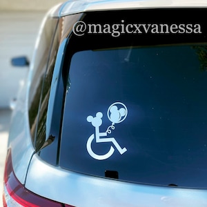 Disney Handicap Sign Car Decal, Window Decal, Disney Fans