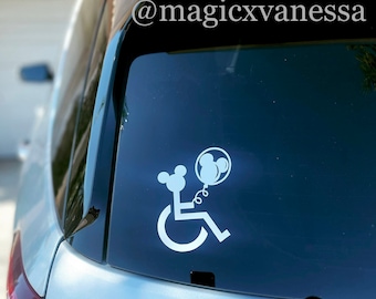 Disney Handicap Sign Car Decal, Window Decal, Disney Fans