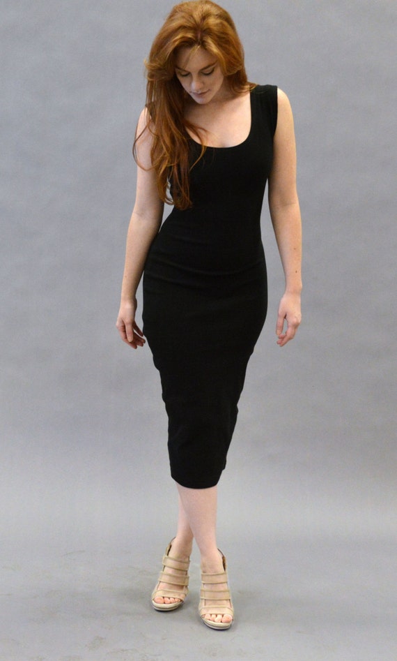 black ribbed tank dress
