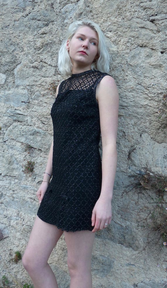 1960's Vintage French Black/silver sleeveless croc