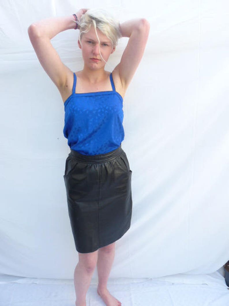 Cobalt blue vintage French 1980's satin effect camisole | Etsy