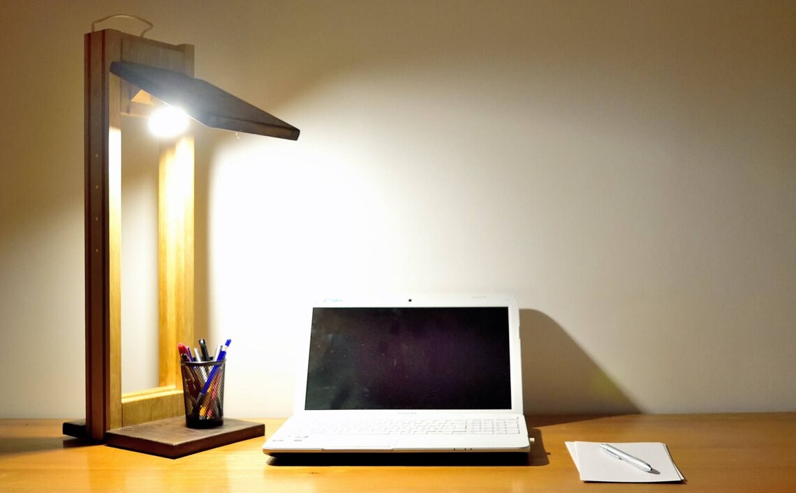 Desk lamp woodmassive high end Etsy