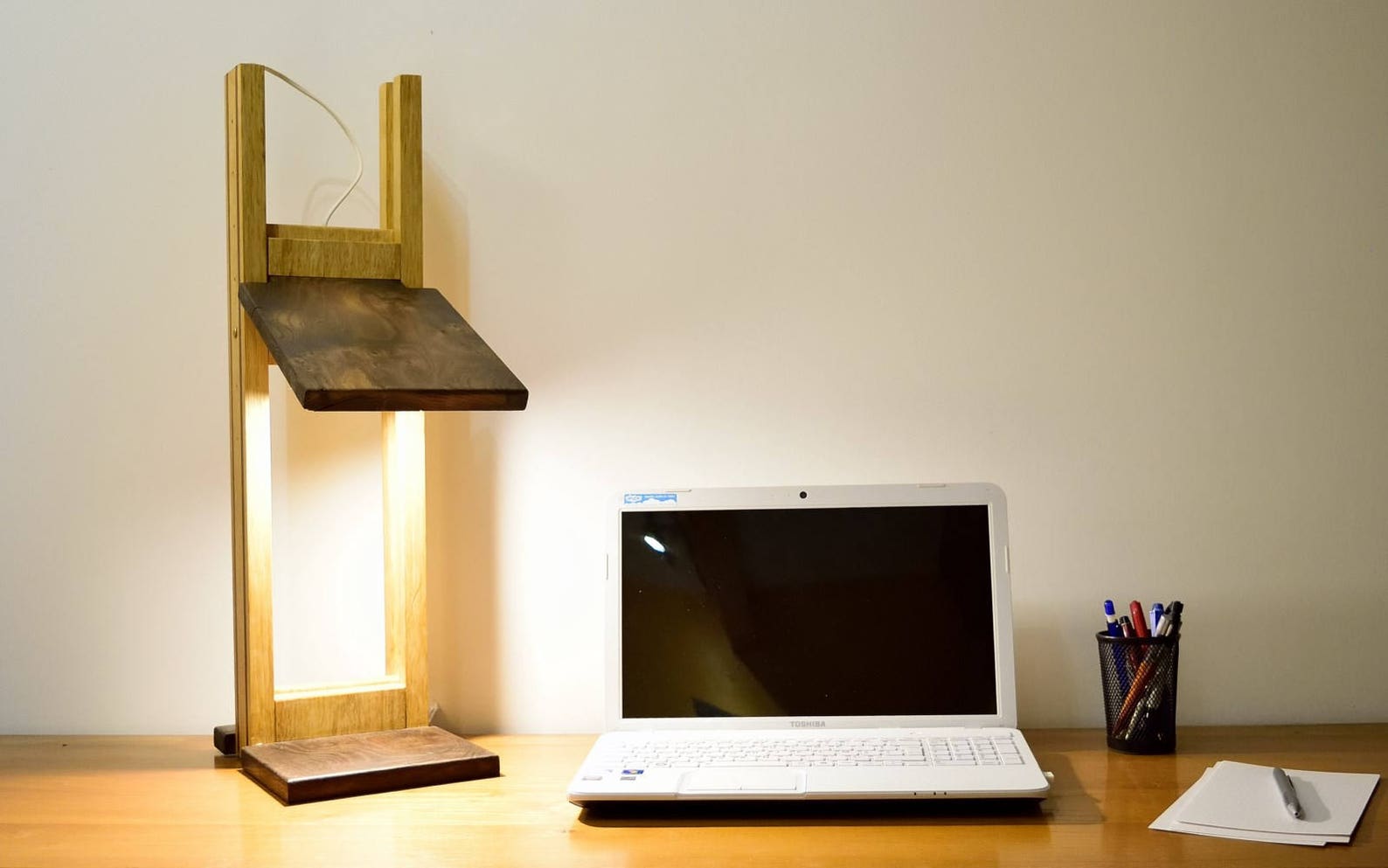 Desk lamp woodmassive high end Etsy