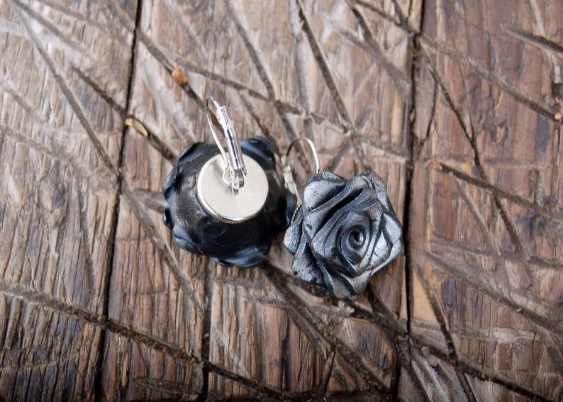 Jewelry Set Black Rose Necklace Black Rose Black Rose earrings Black earrings Black necklace Gift for her Gothic Jewelry gift sets