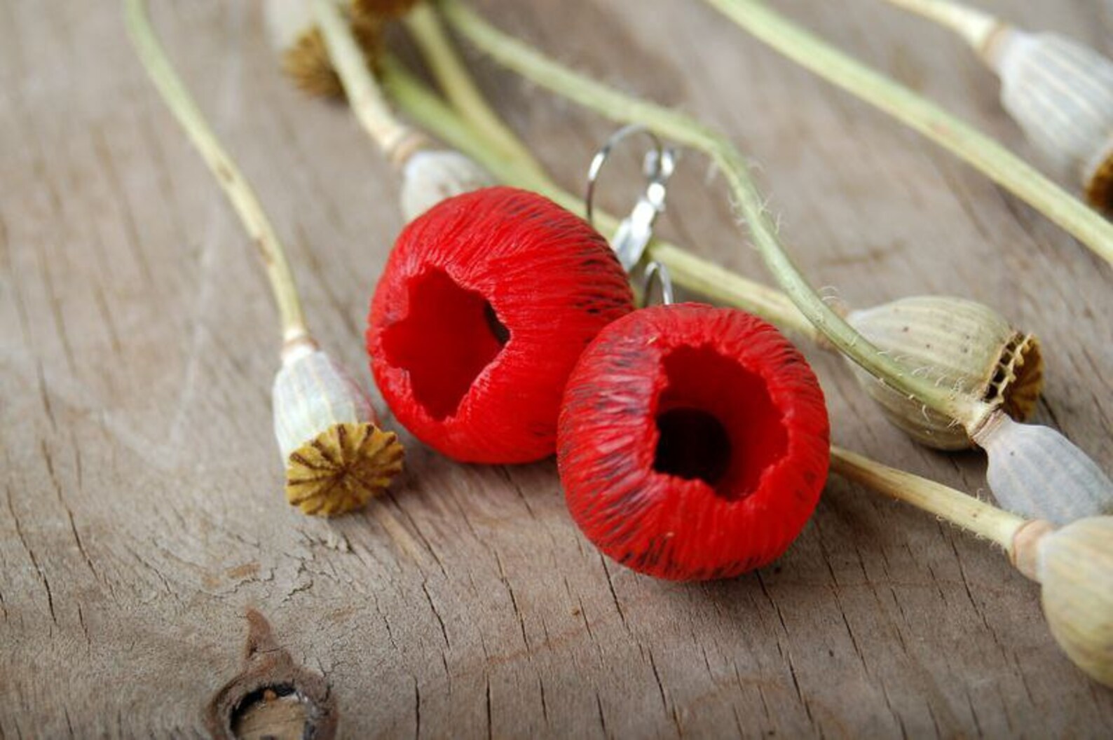 Jewelry Set Poppy Flower Necklace Poppy Earrings Poppy Poppy Etsy