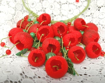 Schmuck set Mohnblume Halskette Mohnblume Ohrringe Poppy Mohnschmuck Blumenhalskette Geschenk für sie Blumenohrringe Rote Ohrringe
