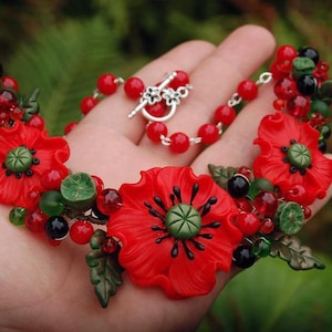 Collana Papavero Gioielli Papavero Collana Papaveri Collana Fiori Collana Rossa Gioielli Papavero Rosso Regalo per lei Gioielli in argilla polimerica