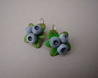 Blaubeere Ohrringe Wald Beeren Baumeln Ohrring Polymer Clay Beeren Wald Schmuck Geschenk für Frauen Geschenk für sie Einzigartige Ohrringe