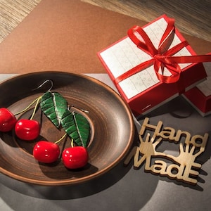 Earrings  Cherry large size Red earrings jewelry Cherry earrings Handmade, vintage  red earrings dangle Cherries Fruit