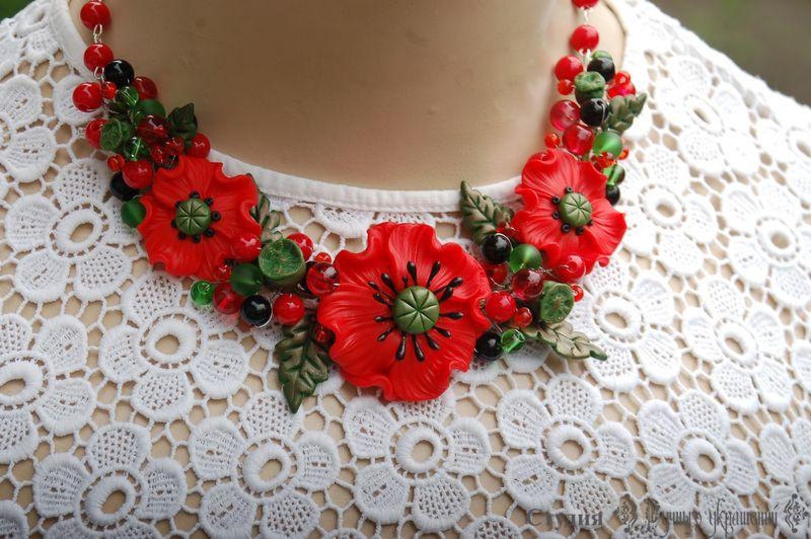 Necklace Poppy Poppy Jewelry Poppies Necklace Flower Necklace Etsy