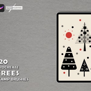 120 Procreate Winter Trees Stamp brushes, Speed Painting, Christmas Tree, Simple Illustration, Liners Procreate brushes image 1