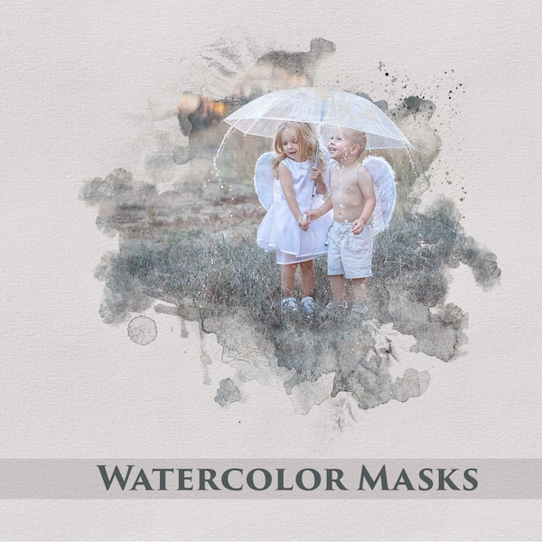 25 Watercolor Masks, PNG Frame Transparent Background, Portrait Masks, Clipping Masks, Watercolor Overlays, Watercolor Textures, Scrapbooks