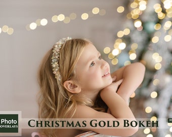 60 Christmas Gold Bokeh Overlays, Light Spots Overlays, Christmas tree bokeh, Light photo overlays,