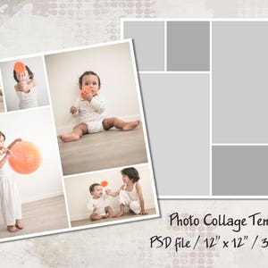 Photo Template, 12x12, Photo Collage Templates, Layered Digital Collage, PSD Photographer Template, Digital Scrapbooking
