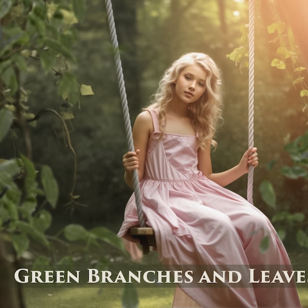 Grüne Zweige und Blätter Overlays, 55 PNG Photoshop Overlay, transparenter Hintergrund, grüne Blätter, Sommer-Overlays, Frühlings-Overlays