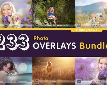 Sunny Day Bundle 233 Photo Overlays, Lavender  Flower, Leak, Sunligh, Bokeh, Branch, Leaves, Summer, Spring, Lilac, Sun, Toning,| Color