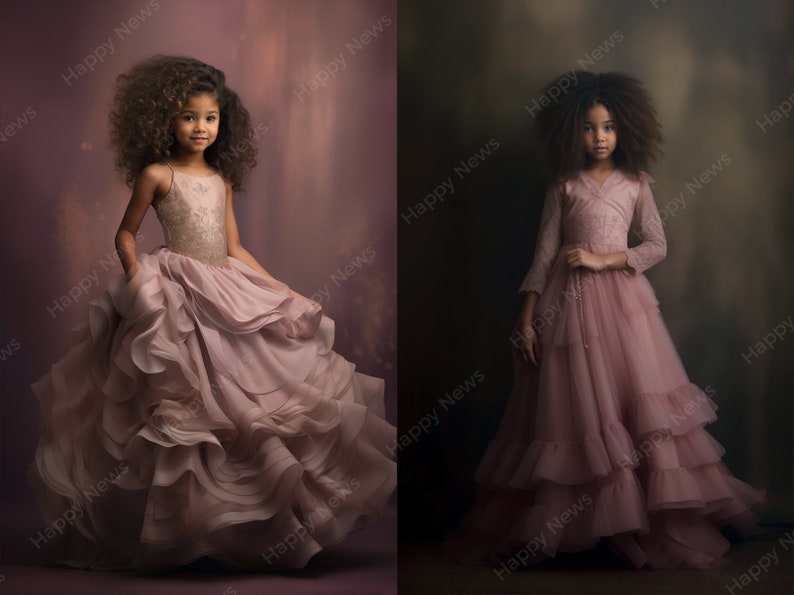 Stock Photos, Commercial Use Images, Little Girl With Curly Hair 8 PNG Extended License, Generative AI, High-Res Indoor image 5
