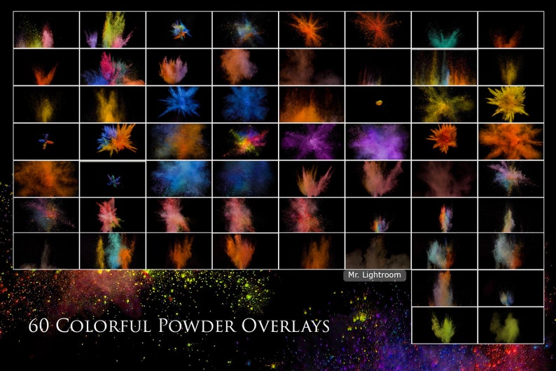 60 bunte Pulver Explosion Overlays, Farbe Holi, Fotografie Prop, Wolke, digitale Kulisse, Pulver gespritzt, Rauchbombe, farbige Explosion Bild 2