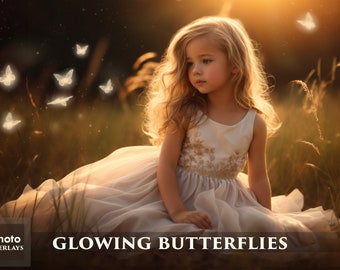 Glowing Butterflies Overlays, 60 PNG, Fantasy, Magical fairy, Glitter trail, Star trail, Sparkle trail,  Fairy Dust, Pixie dust