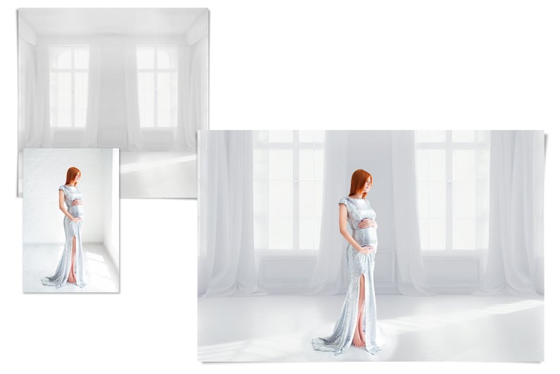 25 White Room Digital Photo Backdrop, Portrait photo texture, wedding, white curtain, background, maternity, pregnant photography, baby image 5