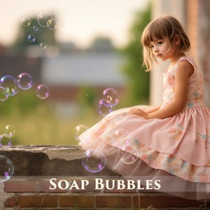 Bubbles Photoshop Overlays, Photo editing, Realistic Soap Bubble Photo Effect, Digital Backdrop, Colorful, Summer, Baby image 1