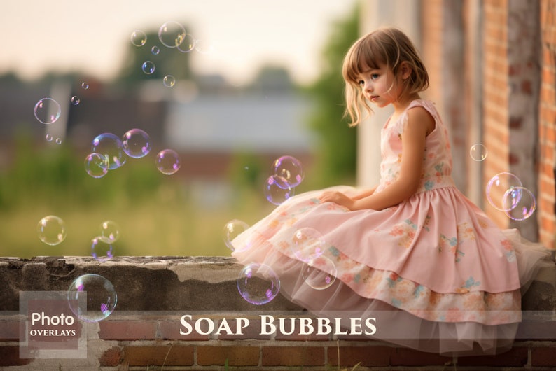 Bubbles Photoshop Overlays, Photo editing, Realistic Soap Bubble Photo Effect, Digital Backdrop, Colorful, Summer, Baby image 1