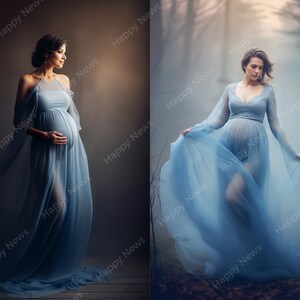 Stock Photos, Pregnant Women in Blue Dress, 8 PNG Commercial License, Generative ai, image 2