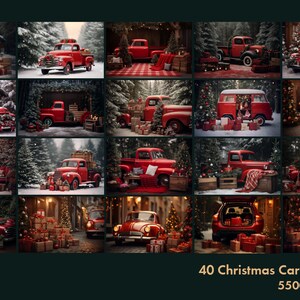 Christmas Car Digital Backdrops, Winter, Snow, Bokeh Digital Background, Portraits, High-Resolution image 2