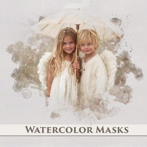 25 máscaras de acuarela, marco PNG con fondo transparente, máscaras de retrato, máscaras de recorte, superposiciones de acuarela, texturas de acuarela, álbumes de recortes