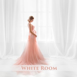 25 White Room Digital Photo Backdrop, Portrait photo texture, wedding, white curtain, background, maternity, pregnant photography, baby image 1