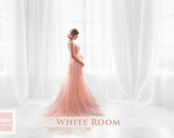 25 White Room Digital Photo Backdrop, Portrait photo texture, wedding, white curtain, background, maternity, pregnant photography, baby