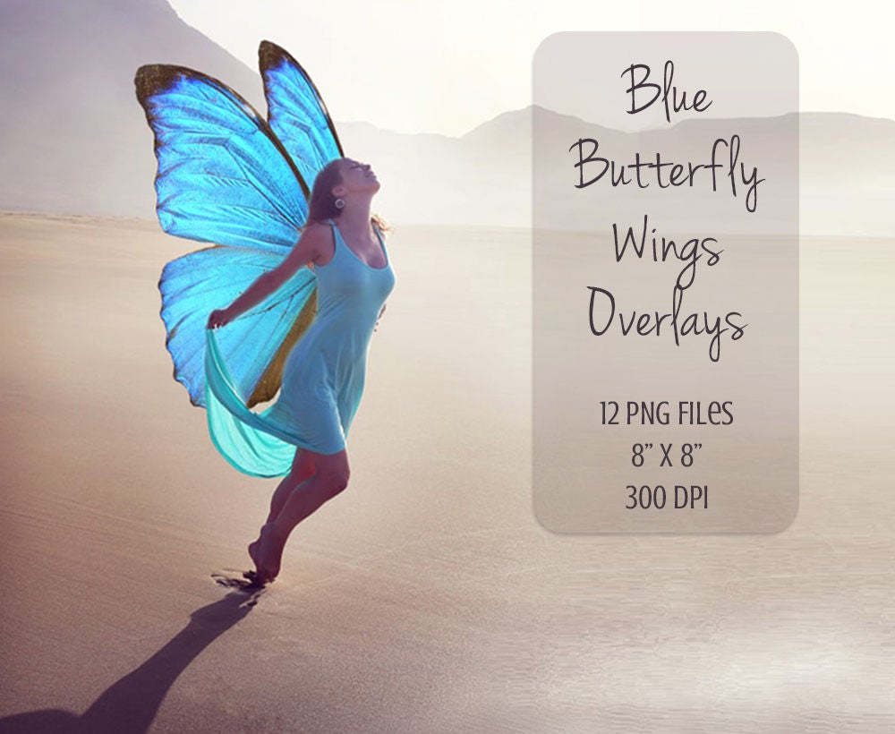 Blue Butterfly Wings Overlays Fairy Wings 12 Png Photoshop Etsy