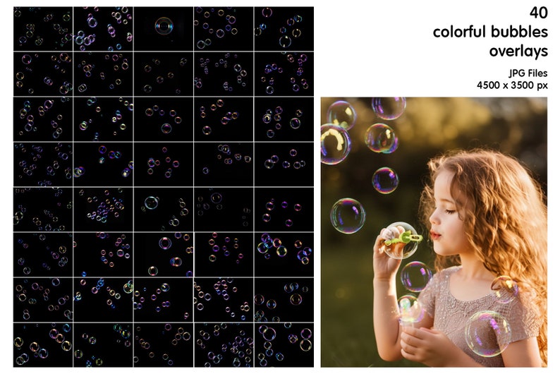 Bubbles Photoshop Overlays, Photo editing, Realistic Soap Bubble Photo Effect, Digital Backdrop, Colorful, Summer, Baby image 2