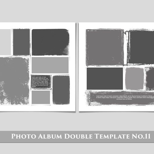 Photo Album Double Template No.11, Square Storyboard Templates, Photo Collage Templates, Layered PSD Photographer Templates, Scrapbooking