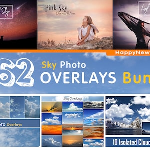 262 Sky Bundle Photo Overlays | overlay cloud | overlay skies | romantic sky | digital clouds | digital skies | storm sky | night sky
