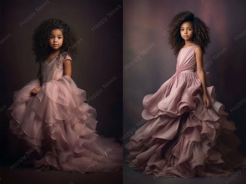 Stock Photos, Commercial Use Images, Little Girl With Curly Hair 8 PNG Extended License, Generative AI, High-Res Indoor image 2