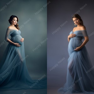 Stock Photos, Pregnant Women in Blue Dress, 8 PNG Commercial License, Generative ai, image 3