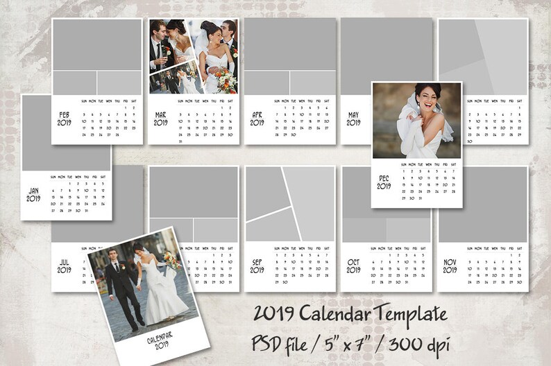 2019 Calendar Template 5x7 Personalized Pocket Etsy