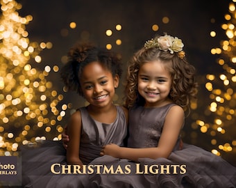 80 Christmas Lights Overlays, Light Spots Overlays, Christmas tree bokeh, Light photo overlays,