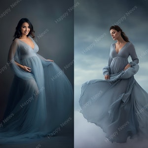 Stock Photos, Pregnant Women in Blue Dress, 8 PNG Commercial License, Generative ai, image 5