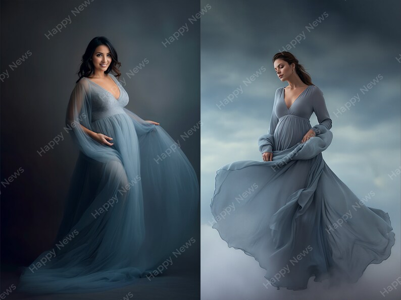 Stock Photos, Pregnant Women in Blue Dress, 8 PNG Commercial License, Generative ai, image 5